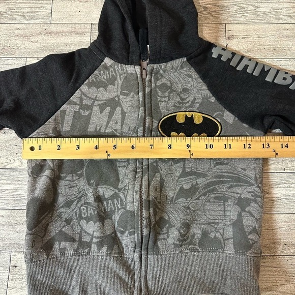 BATMAN | Toddler Zip Up Jacket with Hoodie | Size: 2T | Black & Gray - Picture 7 of 8